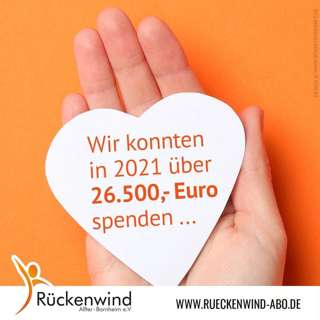 Wir konnten in 2021 über 26.500,- Euro spenden ...